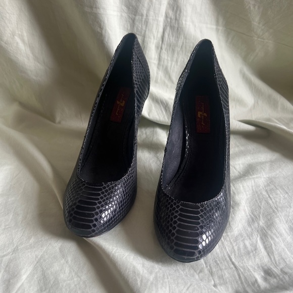 7 For All Mankind Heels Size 7.5 Leather Slip On Heel 4” #T2 - Picture 2 of 6